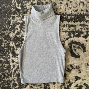 Zara Gray Sleeveless Turtleneck Top size small